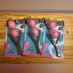 Lot of 3 When Pigs Fly Slingshot Toy